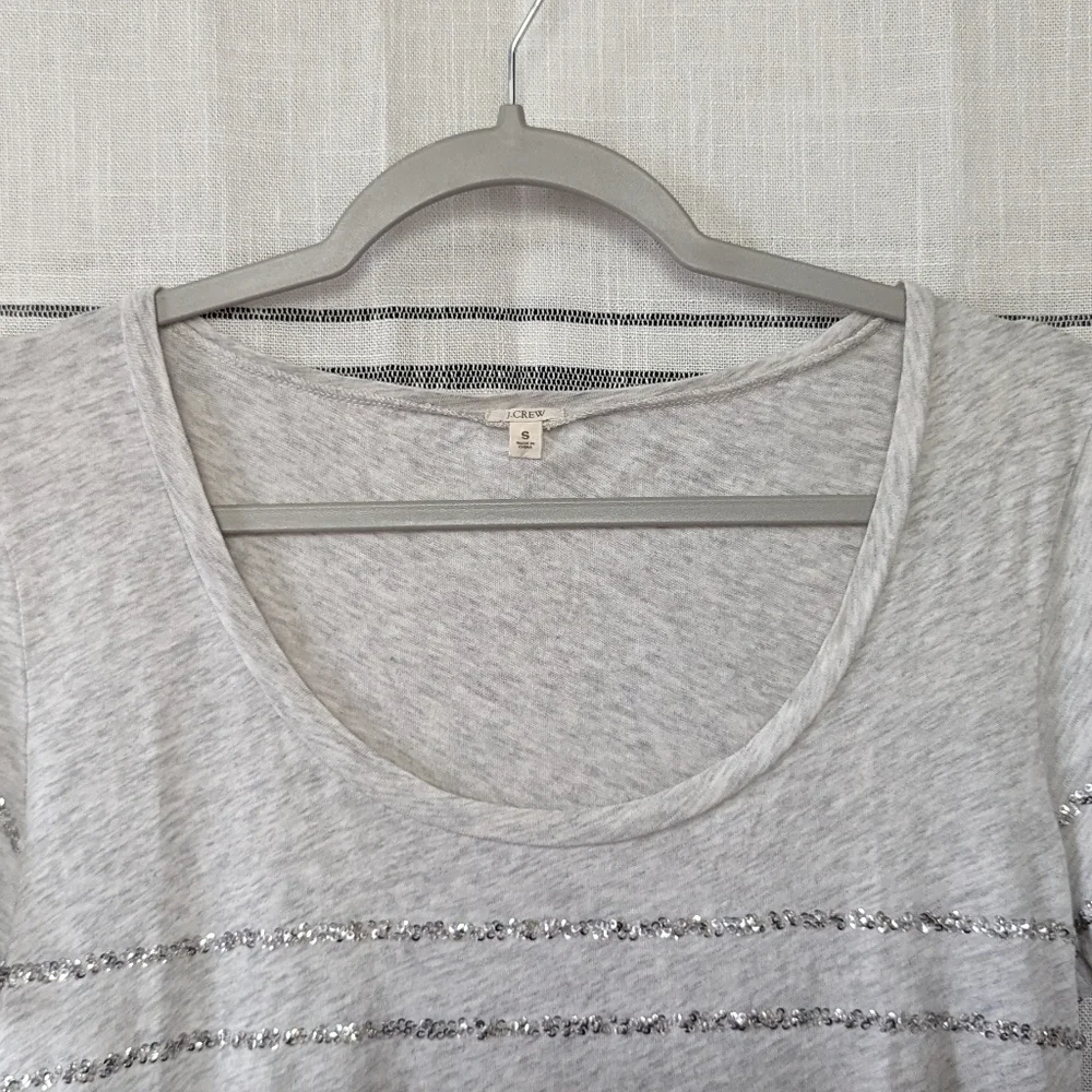 J. Crew Sequin Striped Scoop Neck‎ Tee